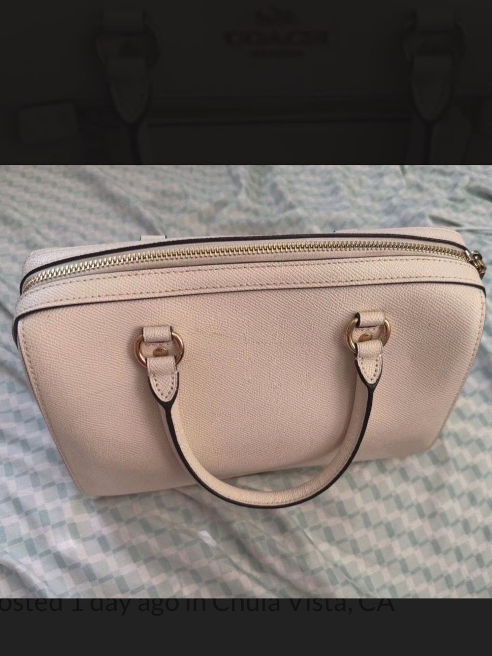Coach Pebbled Leather Satchel in Light Cream with Gold Hardware - Picture 2 of 3